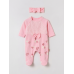 Pamuş Baby Kız Bebek 5’li %100 Pamuk Tulum Seti – Fiyonk & Dantel Detaylı 0-9 Ay Pembe