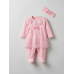 Pamuş Baby Kız Bebek 5’li %100 Pamuk Tulum Seti – Fiyonk & Dantel Detaylı 0-9 Ay Pembe